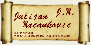 Julijan Macanković vizit kartica